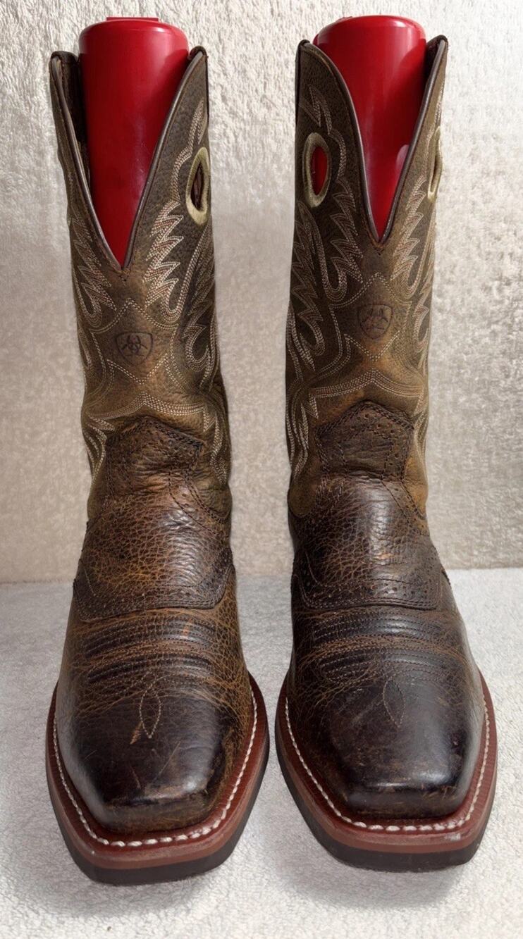 Ariat Boots Mens Sz 8 EE Brown Leather Heritage Roughstock Western 10002227